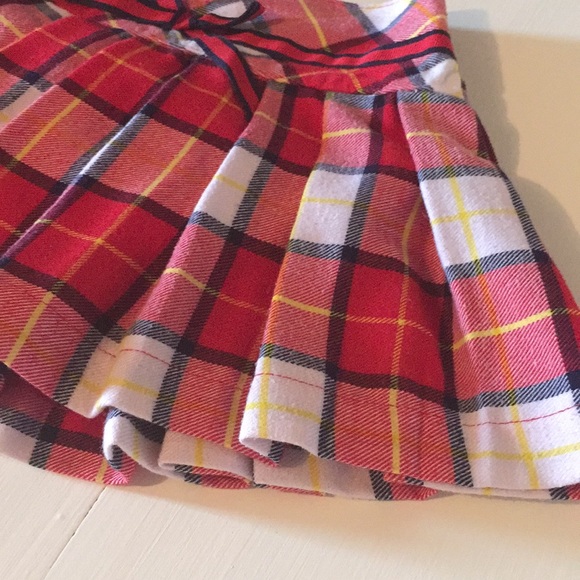 Pleated red white blue and yellow gingham skirt - Picture 2 of 5